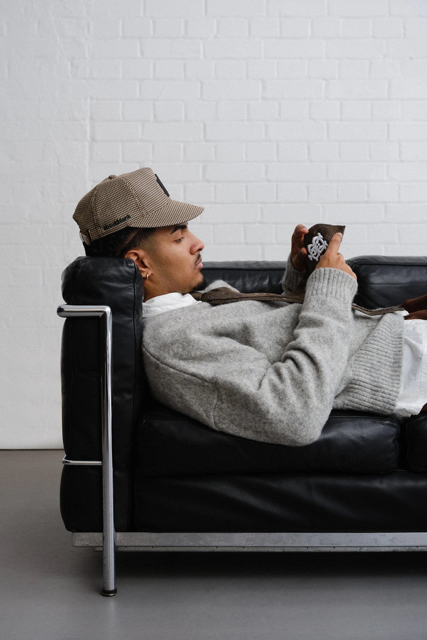 About---blank.com Mohair Knitted Crewneck Grey/ecru - Image 4