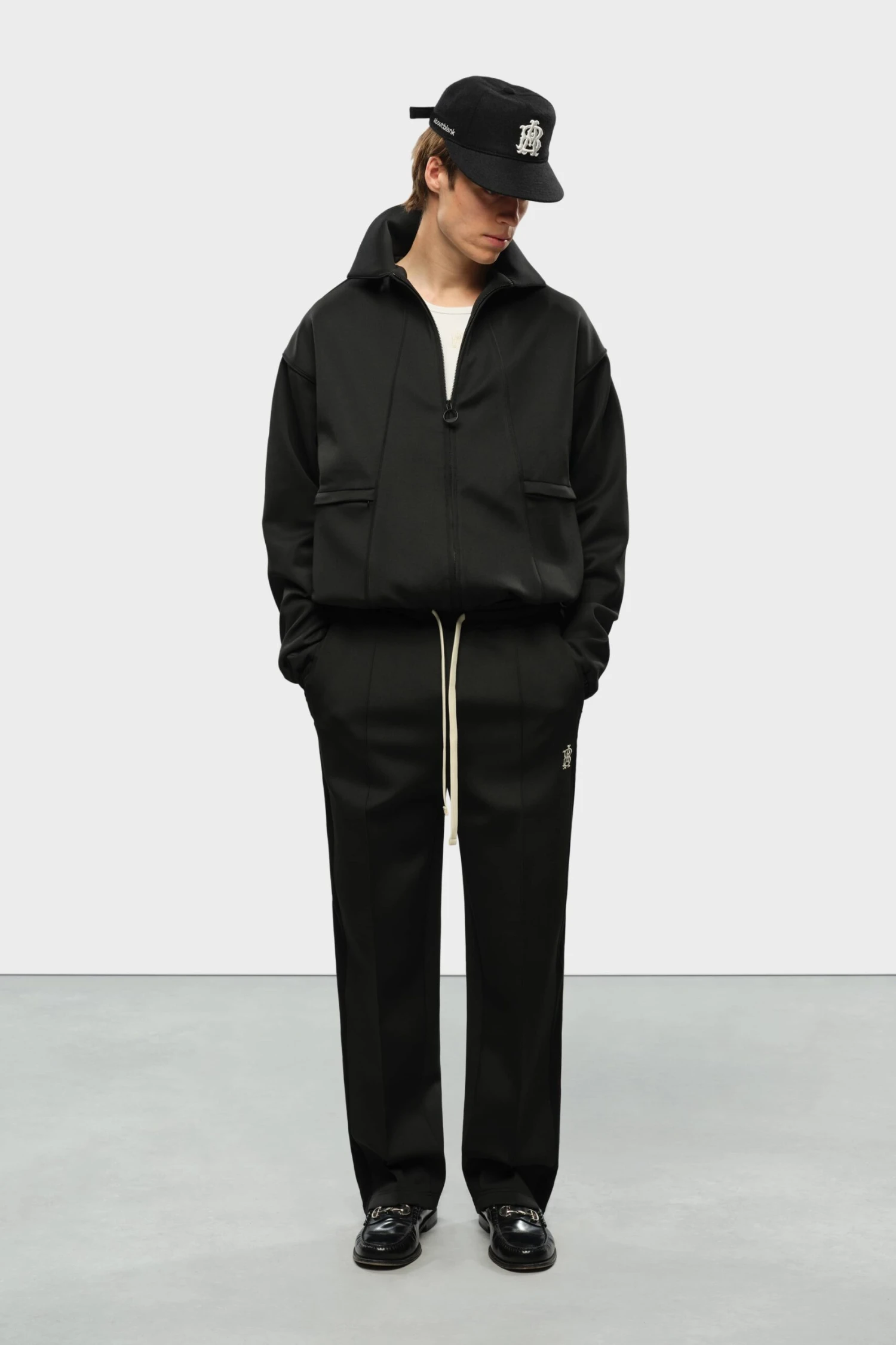 About:blank Monogram Track Jacket Black/ecru - Image 2