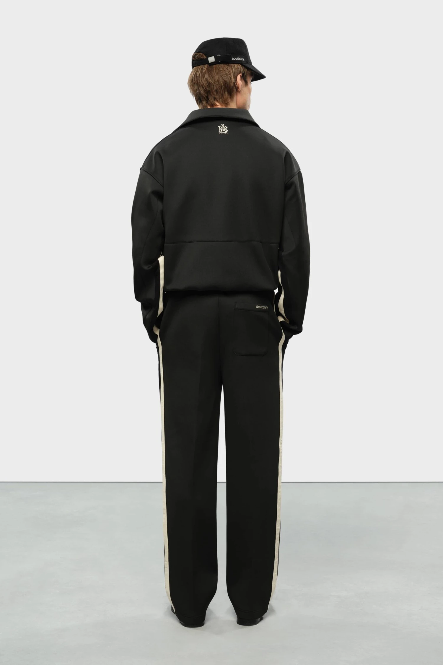 About:blank Monogram Track Jacket Black/ecru - Image 3