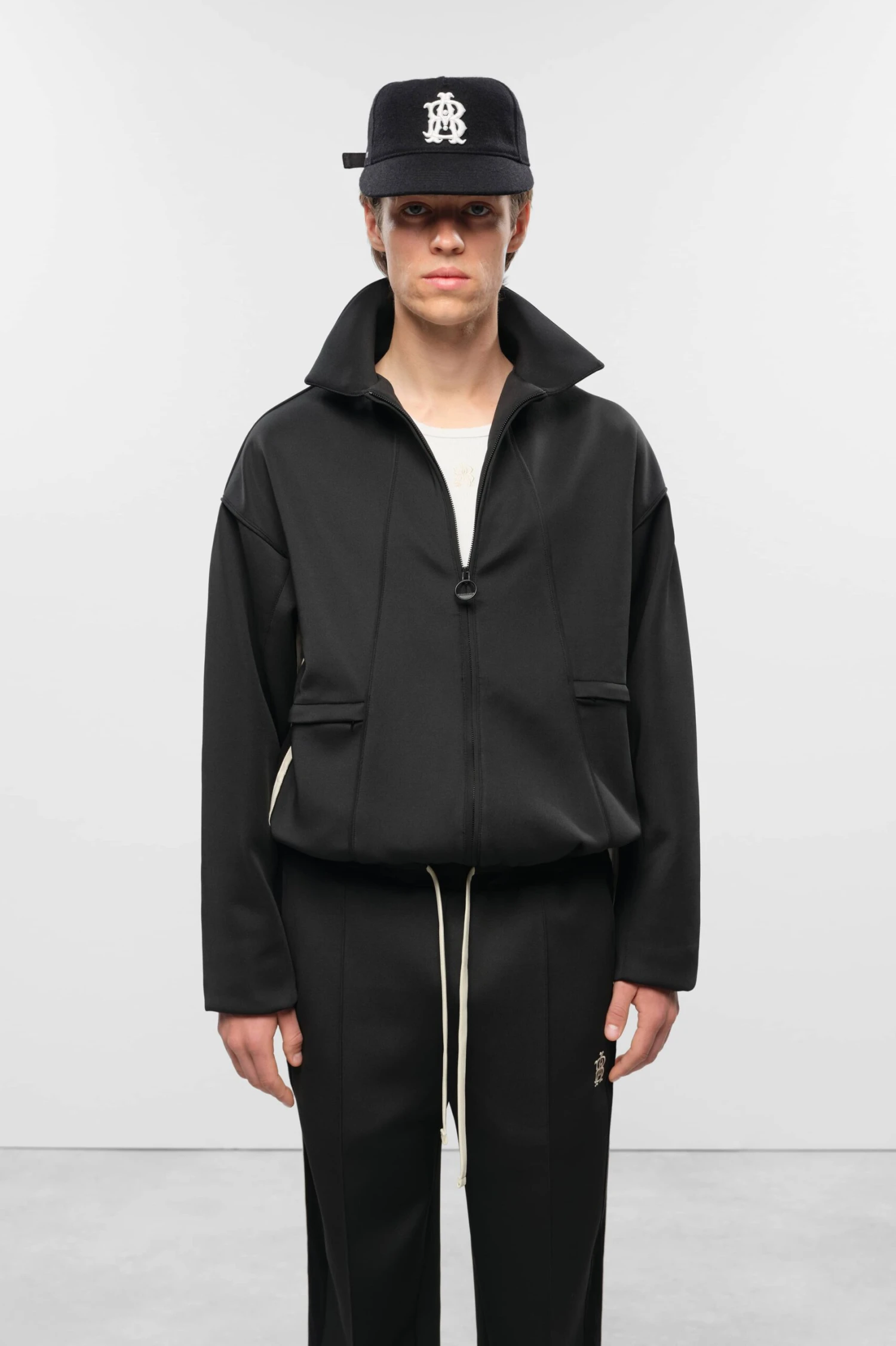 About:blank Monogram Track Jacket Black/ecru - Image 5