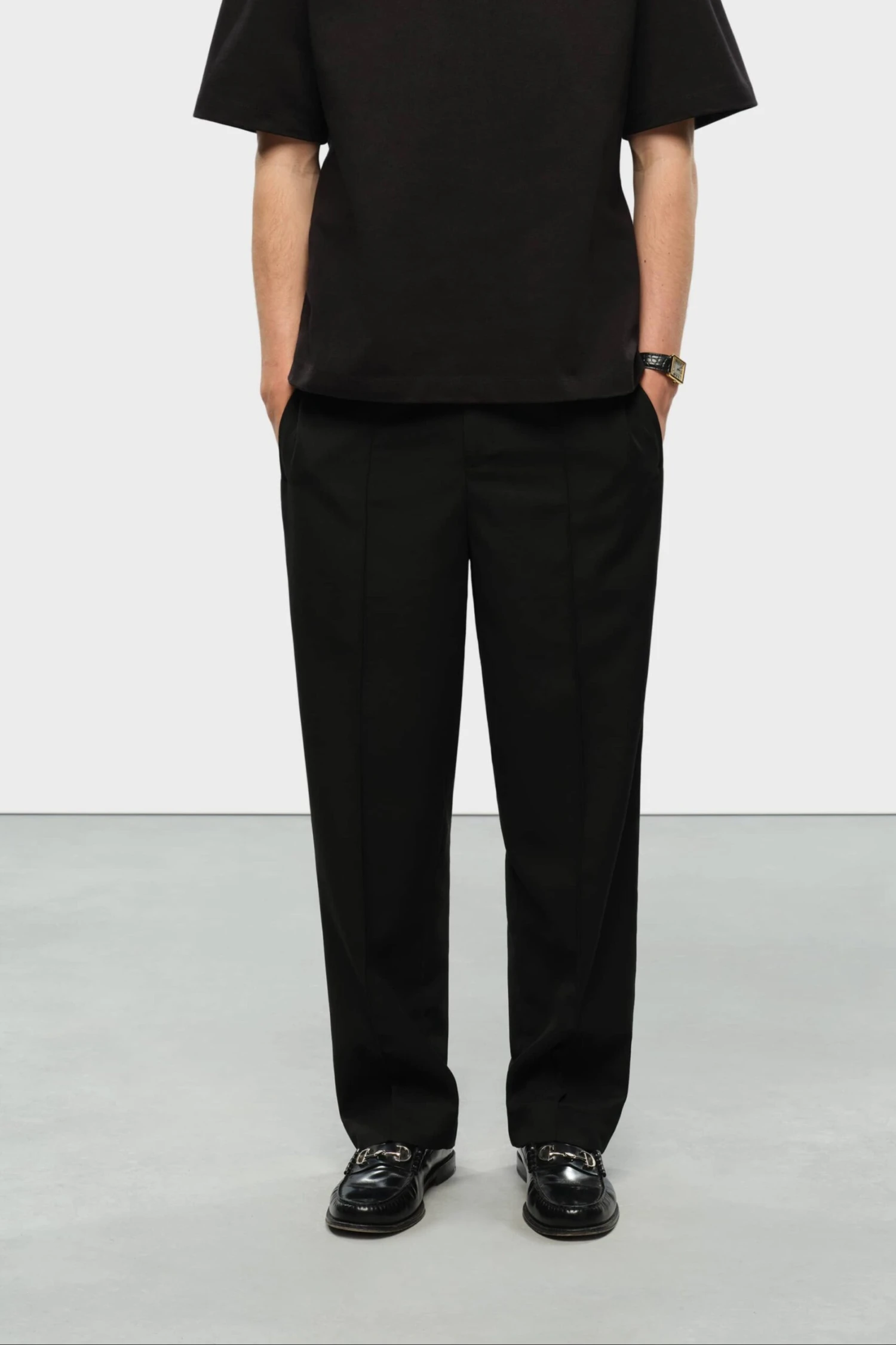 About---blank.com Everyday Pleated Trousers Black - Image 2