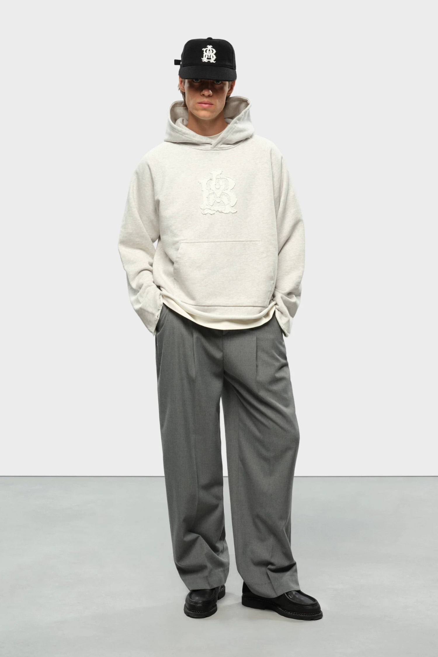 About:blank Tailored Wide Leg Trouser Light Grey - Image 7