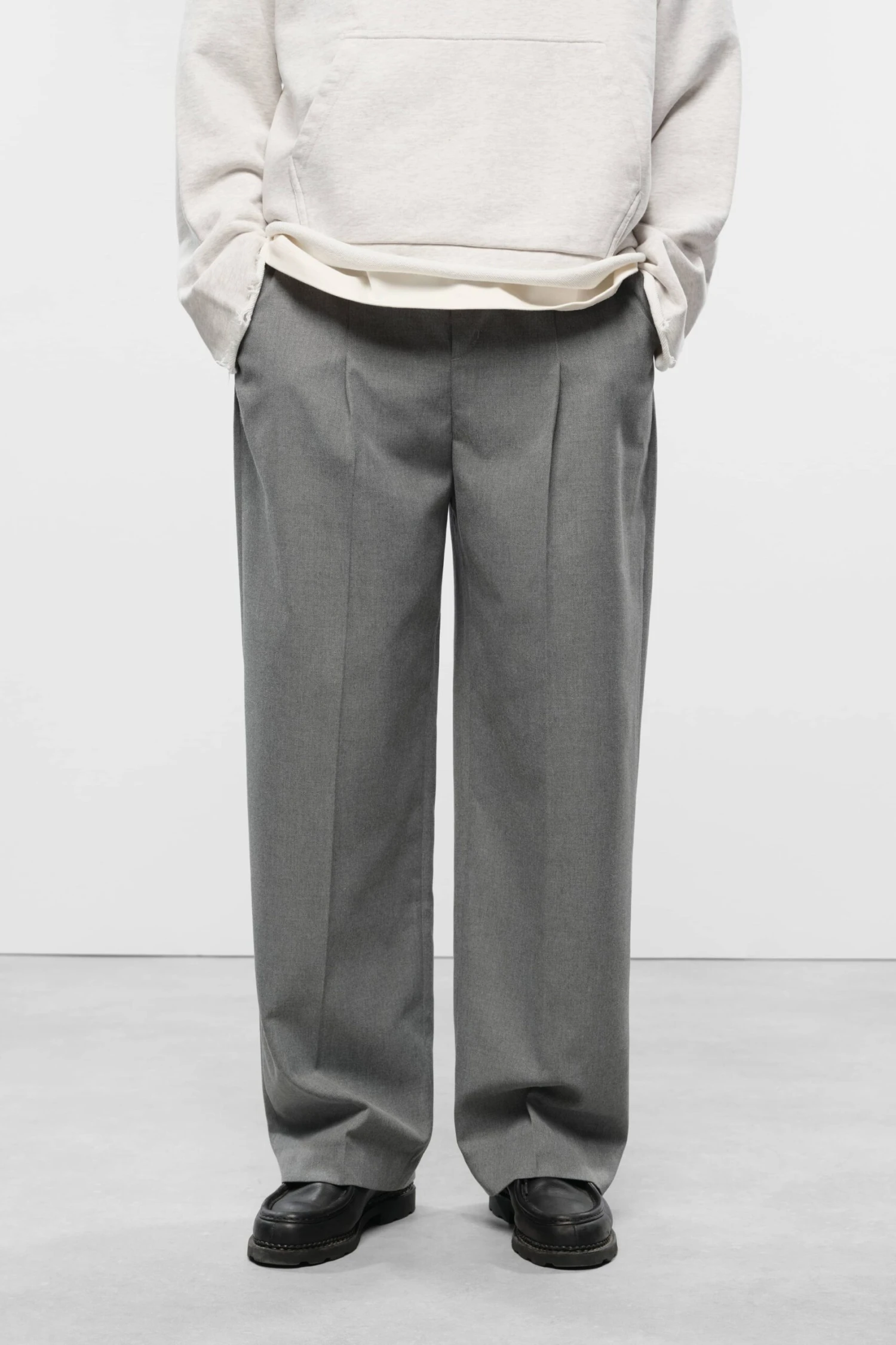 About:blank Tailored Wide Leg Trouser Light Grey - Image 2