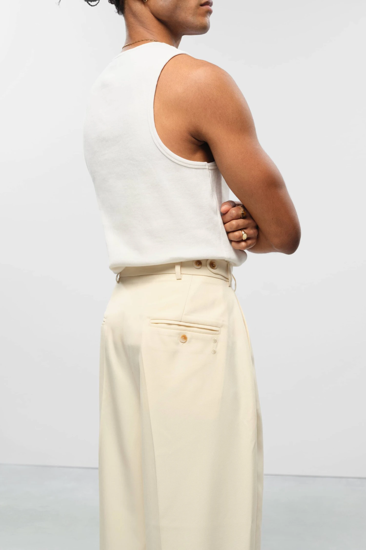 About:blank Tailored Wide Leg Trouser Ecru - Image 3