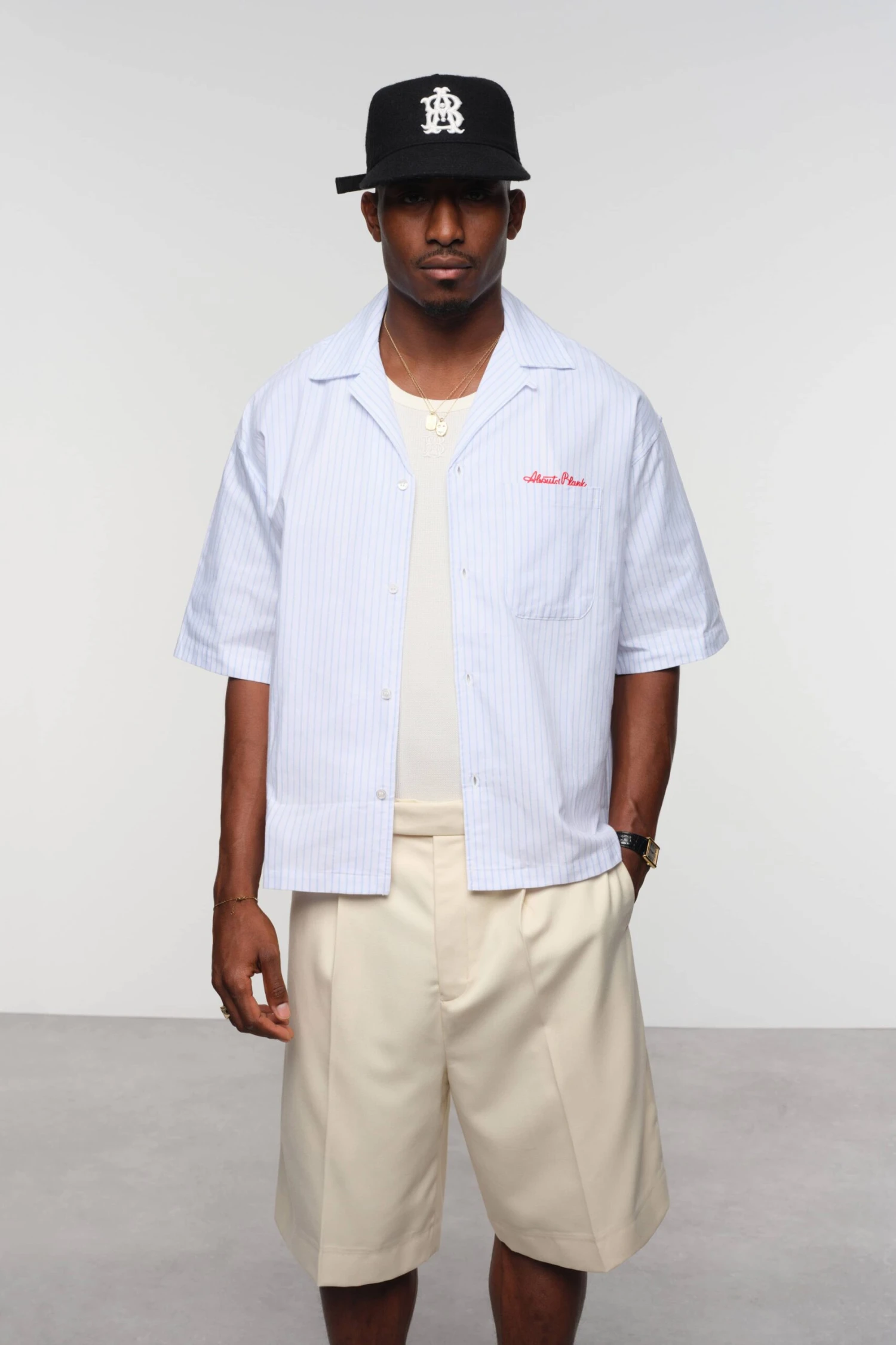 About:blank Script Short Sleeve Shirt White/blue - Image 4