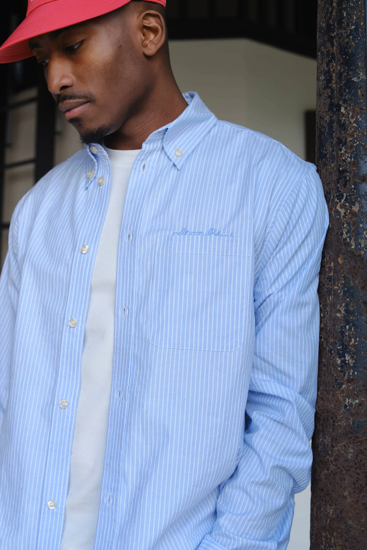 About---blank.com Striped Oxford Shirt White/blue - Image 4