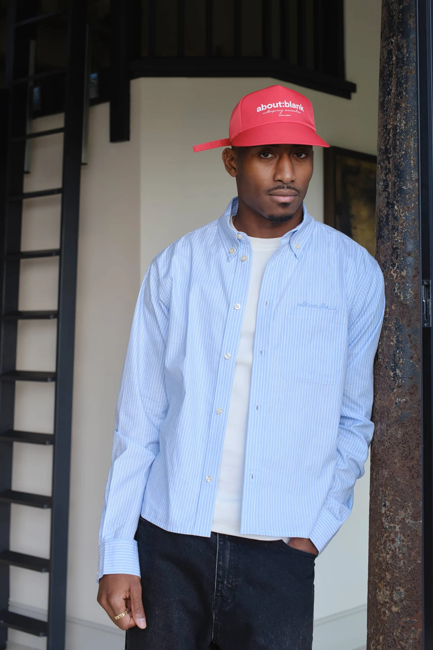 About---blank.com Striped Oxford Shirt White/blue - Image 5