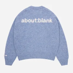 About---blank.com Mohair Knitted Crewneck Blue/ecru