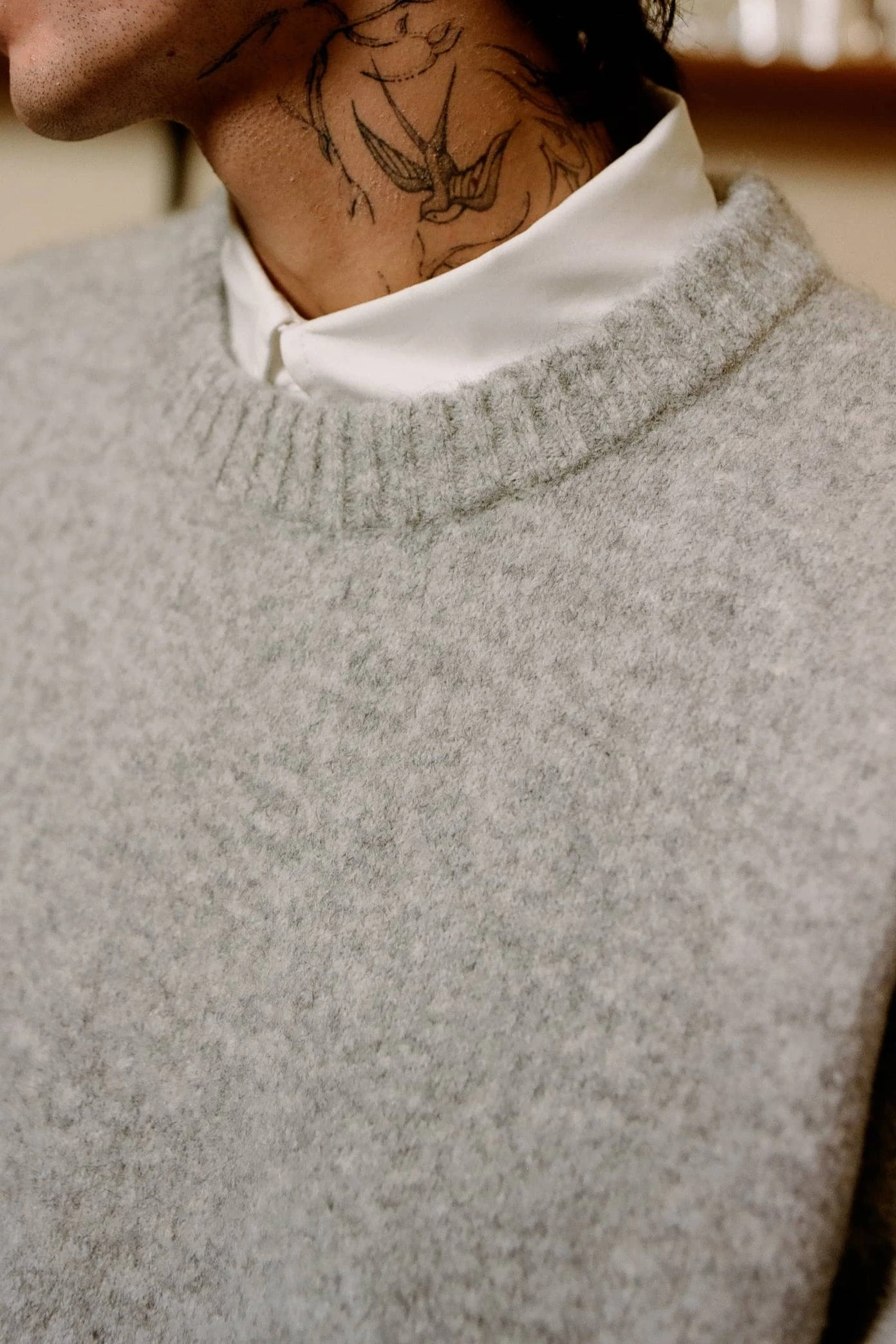About---blank.com Mohair Knitted Crewneck Grey/ecru - Image 5