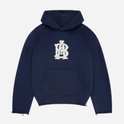 About:blank Monogram Cut Off Hoodie Navy