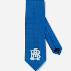 Vintage Silk Monogram Blue Tie
