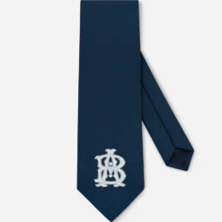 Vintage Silk Monogram Navy Tie