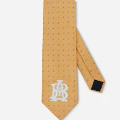 Vintage Silk Monogram Yellow Tie