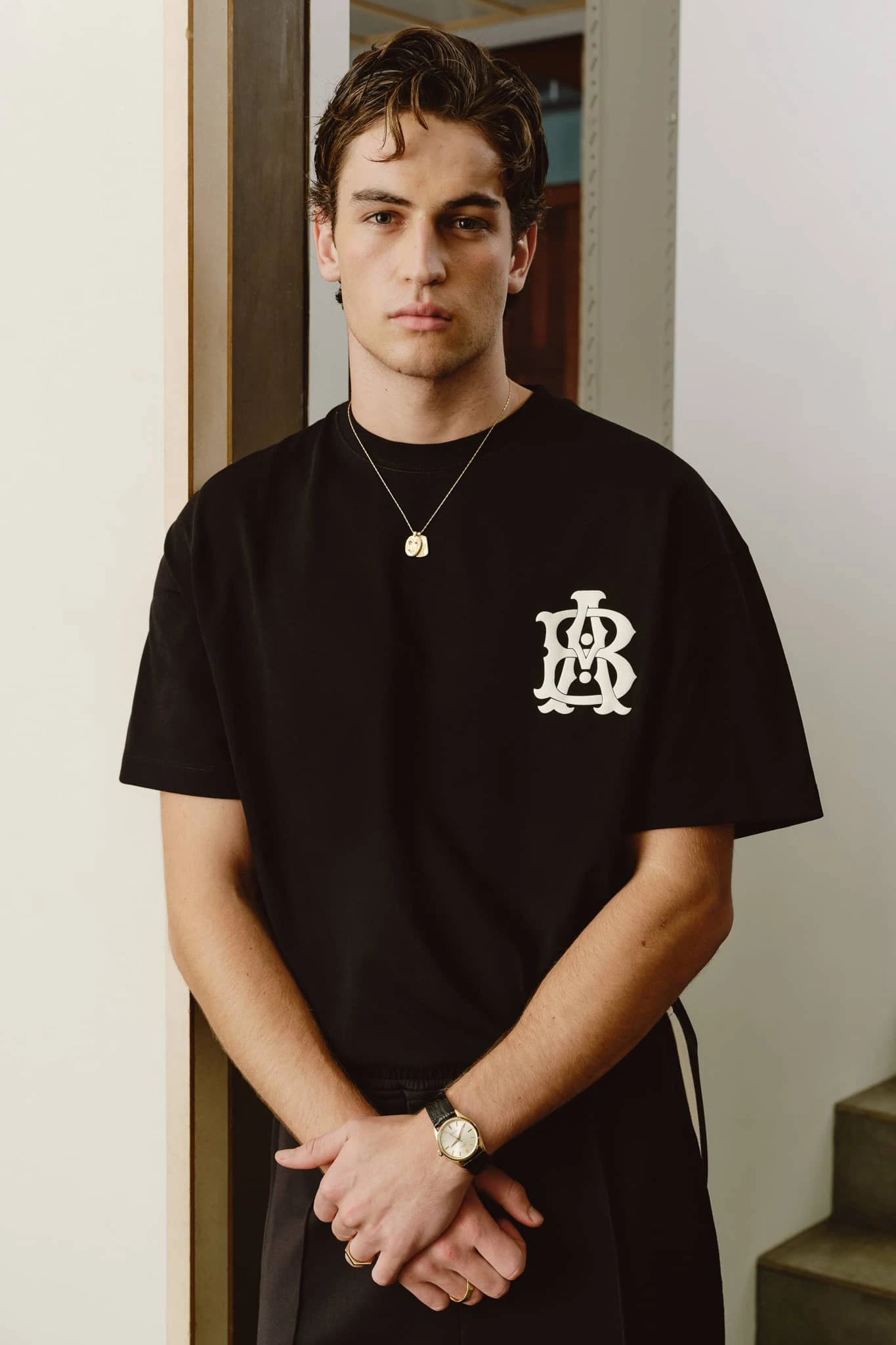 About---blank.com Monogram T-shirt Black/ecru - Image 2